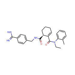 CCN(C(=O)C1=CCCC[C@@H]1C(=O)NCc1ccc(C(=N)N)cc1)c1ccccc1C ZINC000013493954