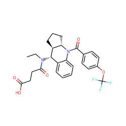 CCN(C(=O)CCC(=O)O)[C@H]1c2ccccc2N(C(=O)c2ccc(OC(F)(F)F)cc2)[C@H]2CCC[C@@H]21 ZINC000205095390