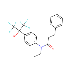 CCN(C(=O)CCc1ccccc1)c1ccc(C(O)(C(F)(F)F)C(F)(F)F)cc1 ZINC000013682503