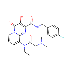 CCN(C(=O)CN(C)C)c1cccn2c(=O)c(O)c(C(=O)NCc3ccc(F)cc3)nc12 ZINC000040972619