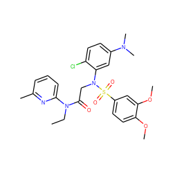 CCN(C(=O)CN(c1cc(N(C)C)ccc1Cl)S(=O)(=O)c1ccc(OC)c(OC)c1)c1cccc(C)n1 ZINC000042920130