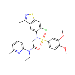 CCN(C(=O)CN(c1cc2c(C)nsc2cc1Cl)S(=O)(=O)c1ccc(OC)c(OC)c1)c1cccc(C)n1 ZINC000042919931