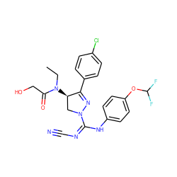 CCN(C(=O)CO)[C@@H]1CN(C(=NC#N)Nc2ccc(OC(F)F)cc2)N=C1c1ccc(Cl)cc1 ZINC000653880703