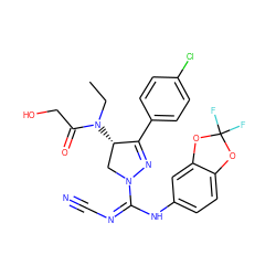 CCN(C(=O)CO)[C@H]1CN(C(=NC#N)Nc2ccc3c(c2)OC(F)(F)O3)N=C1c1ccc(Cl)cc1 ZINC000653889552