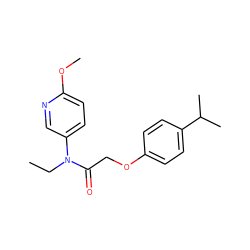 CCN(C(=O)COc1ccc(C(C)C)cc1)c1ccc(OC)nc1 ZINC000049072815