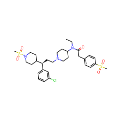 CCN(C(=O)Cc1ccc(S(C)(=O)=O)cc1)C1CCN(CC[C@@H](c2cccc(Cl)c2)C2CCN(S(C)(=O)=O)CC2)CC1 ZINC000073276439