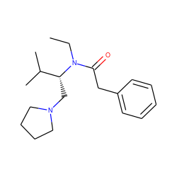 CCN(C(=O)Cc1ccccc1)[C@H](CN1CCCC1)C(C)C ZINC000026842145