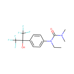 CCN(C(=O)N(C)C)c1ccc(C(O)(C(F)(F)F)C(F)(F)F)cc1 ZINC000013682604