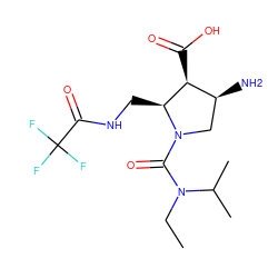 CCN(C(=O)N1C[C@H](N)[C@H](C(=O)O)[C@@H]1CNC(=O)C(F)(F)F)C(C)C ZINC000169322286