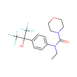 CCN(C(=O)N1CCOCC1)c1ccc(C(O)(C(F)(F)F)C(F)(F)F)cc1 ZINC000013682616