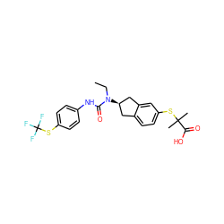 CCN(C(=O)Nc1ccc(SC(F)(F)F)cc1)[C@@H]1Cc2ccc(SC(C)(C)C(=O)O)cc2C1 ZINC000028971928