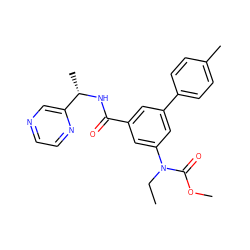 CCN(C(=O)OC)c1cc(C(=O)N[C@@H](C)c2cnccn2)cc(-c2ccc(C)cc2)c1 ZINC000144142184