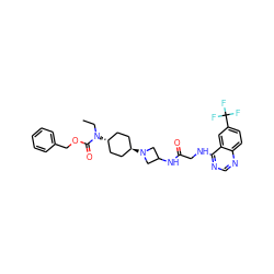 CCN(C(=O)OCc1ccccc1)[C@H]1CC[C@H](N2CC(NC(=O)CNc3ncnc4ccc(C(F)(F)F)cc34)C2)CC1 ZINC000148983663