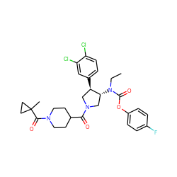 CCN(C(=O)Oc1ccc(F)cc1)[C@@H]1CN(C(=O)C2CCN(C(=O)C3(C)CC3)CC2)C[C@H]1c1ccc(Cl)c(Cl)c1 ZINC000117711817