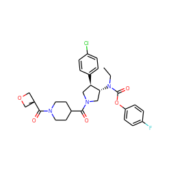 CCN(C(=O)Oc1ccc(F)cc1)[C@@H]1CN(C(=O)C2CCN(C(=O)C3(C)COC3)CC2)C[C@H]1c1ccc(Cl)cc1 ZINC000117713506