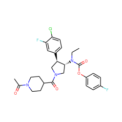 CCN(C(=O)Oc1ccc(F)cc1)[C@@H]1CN(C(=O)C2CCN(C(C)=O)CC2)C[C@H]1c1ccc(Cl)c(F)c1 ZINC000117704424