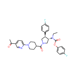 CCN(C(=O)Oc1ccc(F)cc1)[C@@H]1CN(C(=O)C2CCN(c3ccc(C(C)=O)cn3)CC2)C[C@H]1c1ccc(F)cc1 ZINC000117722256