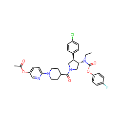 CCN(C(=O)Oc1ccc(F)cc1)[C@@H]1CN(C(=O)C2CCN(c3ccc(OC(C)=O)cn3)CC2)C[C@H]1c1ccc(Cl)cc1 ZINC000117706238