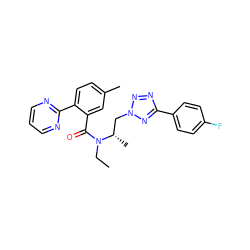 CCN(C(=O)c1cc(C)ccc1-c1ncccn1)[C@@H](C)Cn1nnc(-c2ccc(F)cc2)n1 ZINC000210448746