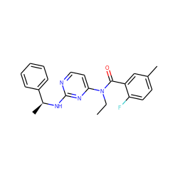 CCN(C(=O)c1cc(C)ccc1F)c1ccnc(N[C@@H](C)c2ccccc2)n1 ZINC000049113340