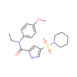 CCN(C(=O)c1cc(S(=O)(=O)N2CCCCC2)c[nH]1)c1ccc(OC)cc1 ZINC000006893722