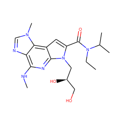 CCN(C(=O)c1cc2c3c(ncn3C)c(NC)nc2n1C[C@H](O)CO)C(C)C ZINC000473137672