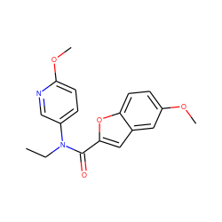 CCN(C(=O)c1cc2cc(OC)ccc2o1)c1ccc(OC)nc1 ZINC000049072813