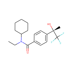 CCN(C(=O)c1ccc([C@](C)(O)C(F)(F)F)cc1)C1CCCCC1 ZINC000040863194