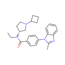 CCN(C(=O)c1ccc(-n2c(C)nc3ccccc32)cc1)[C@@H]1CCN(C2CCC2)C1 ZINC000072126125