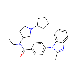 CCN(C(=O)c1ccc(-n2c(C)nc3ccccc32)cc1)[C@@H]1CCN(C2CCCC2)C1 ZINC000072141315