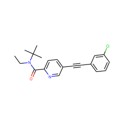 CCN(C(=O)c1ccc(C#Cc2cccc(Cl)c2)cn1)C(C)(C)C ZINC000208988996