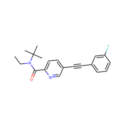 CCN(C(=O)c1ccc(C#Cc2cccc(F)c2)cn1)C(C)(C)C ZINC000209092376