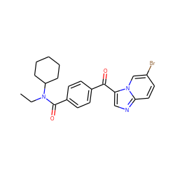 CCN(C(=O)c1ccc(C(=O)c2cnc3ccc(Br)cn23)cc1)C1CCCCC1 ZINC000115949170