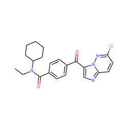 CCN(C(=O)c1ccc(C(=O)c2cnc3ccc(Cl)nn23)cc1)C1CCCCC1 ZINC000115952228