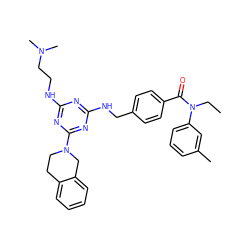 CCN(C(=O)c1ccc(CNc2nc(NCCN(C)C)nc(N3CCc4ccccc4C3)n2)cc1)c1cccc(C)c1 ZINC000140365967