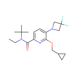 CCN(C(=O)c1ccc(N2CC(F)(F)C2)c(OCC2CC2)n1)C(C)(C)C ZINC000146302030