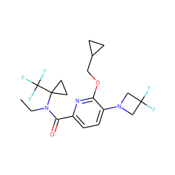 CCN(C(=O)c1ccc(N2CC(F)(F)C2)c(OCC2CC2)n1)C1(C(F)(F)F)CC1 ZINC000146355012