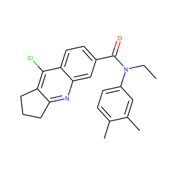 CCN(C(=O)c1ccc2c(Cl)c3c(nc2c1)CCC3)c1ccc(C)c(C)c1 ZINC000005035076