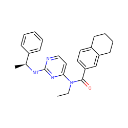 CCN(C(=O)c1ccc2c(c1)CCCC2)c1ccnc(N[C@@H](C)c2ccccc2)n1 ZINC000049055280