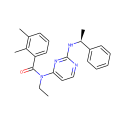 CCN(C(=O)c1cccc(C)c1C)c1ccnc(N[C@@H](C)c2ccccc2)n1 ZINC000049073065