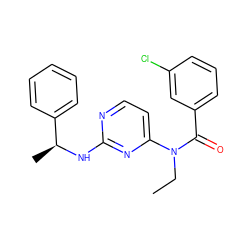 CCN(C(=O)c1cccc(Cl)c1)c1ccnc(N[C@@H](C)c2ccccc2)n1 ZINC000049070357