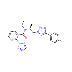 CCN(C(=O)c1ccccc1-n1nccn1)[C@@H](C)Cn1nnc(-c2ccc(F)cc2)n1 ZINC000210452754