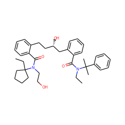 CCN(C(=O)c1ccccc1C[C@@H](O)CCc1ccccc1C(=O)N(CCO)C1(CC)CCCC1)C(C)(C)c1ccccc1 ZINC000014946677