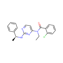 CCN(C(=O)c1ccccc1Cl)c1ccnc(N[C@@H](C)c2ccccc2)n1 ZINC000049112564