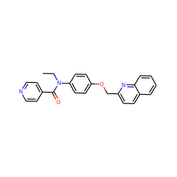 CCN(C(=O)c1ccncc1)c1ccc(OCc2ccc3ccccc3n2)cc1 ZINC000096914934