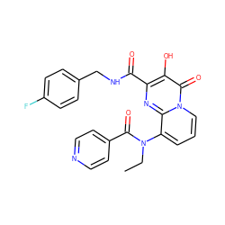 CCN(C(=O)c1ccncc1)c1cccn2c(=O)c(O)c(C(=O)NCc3ccc(F)cc3)nc12 ZINC000045505746