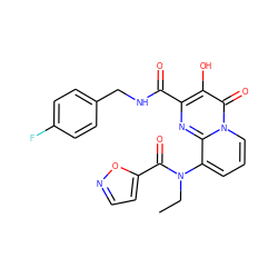 CCN(C(=O)c1ccno1)c1cccn2c(=O)c(O)c(C(=O)NCc3ccc(F)cc3)nc12 ZINC000040423543