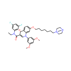 CCN(C(=O)c1cn(-c2cc(OC)cc(OC)c2)c2cc(OCCCCCCC[N+]34CCN(CC3)CC4)ccc2c1=O)c1cc(F)cc(F)c1 ZINC000003939899