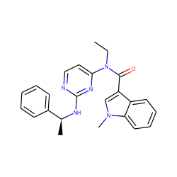 CCN(C(=O)c1cn(C)c2ccccc12)c1ccnc(N[C@@H](C)c2ccccc2)n1 ZINC000049115067