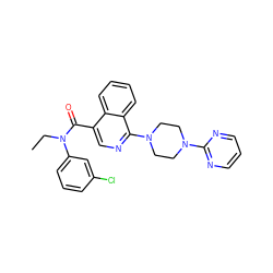 CCN(C(=O)c1cnc(N2CCN(c3ncccn3)CC2)c2ccccc12)c1cccc(Cl)c1 ZINC000020104077